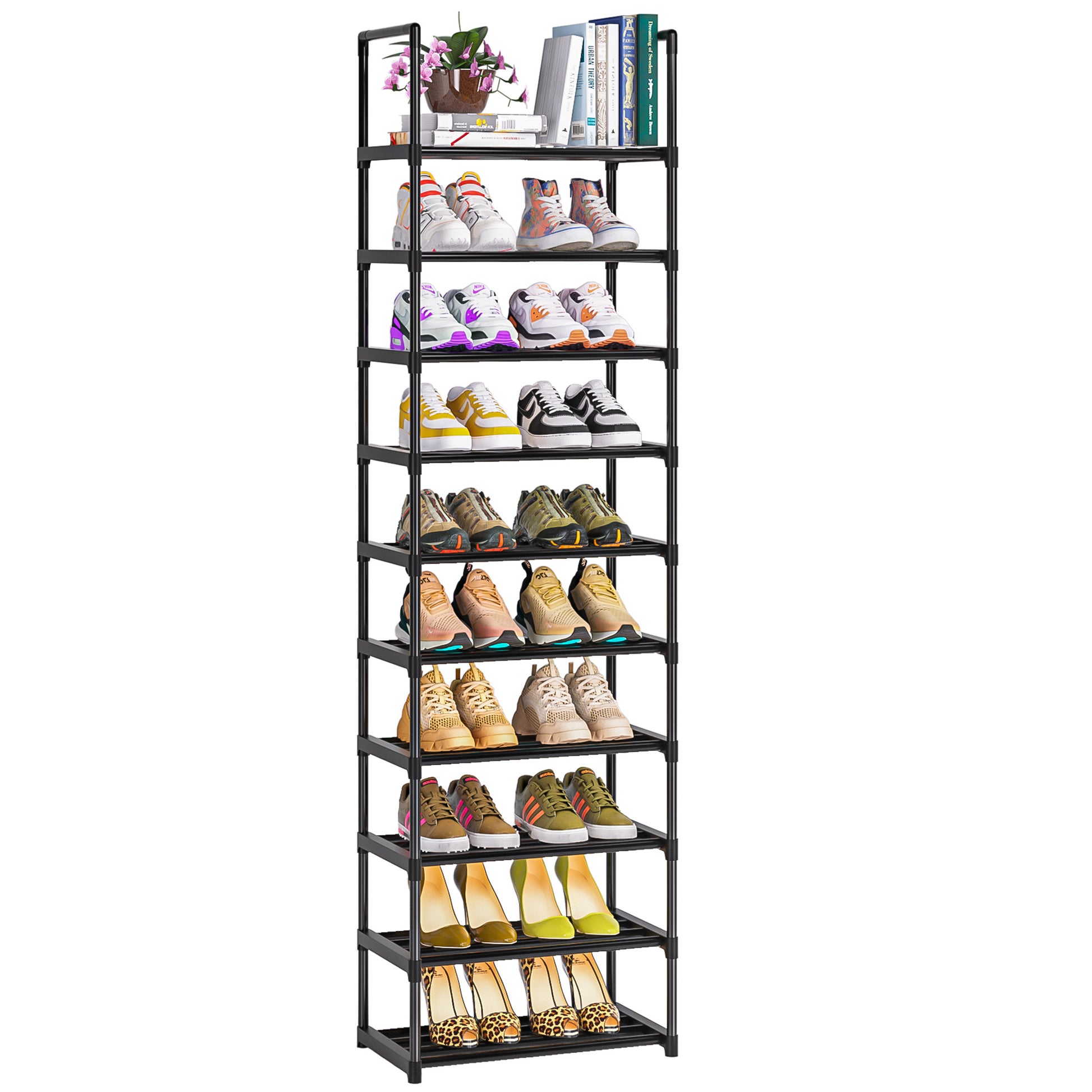 OYREL Shoe Rack, Shoe Storage Cabinet 32 Pairs Shoe Organizer Shelf Tall  Zapateras for Shoes Large Free Standing Racks Vertical Black Holder Stand