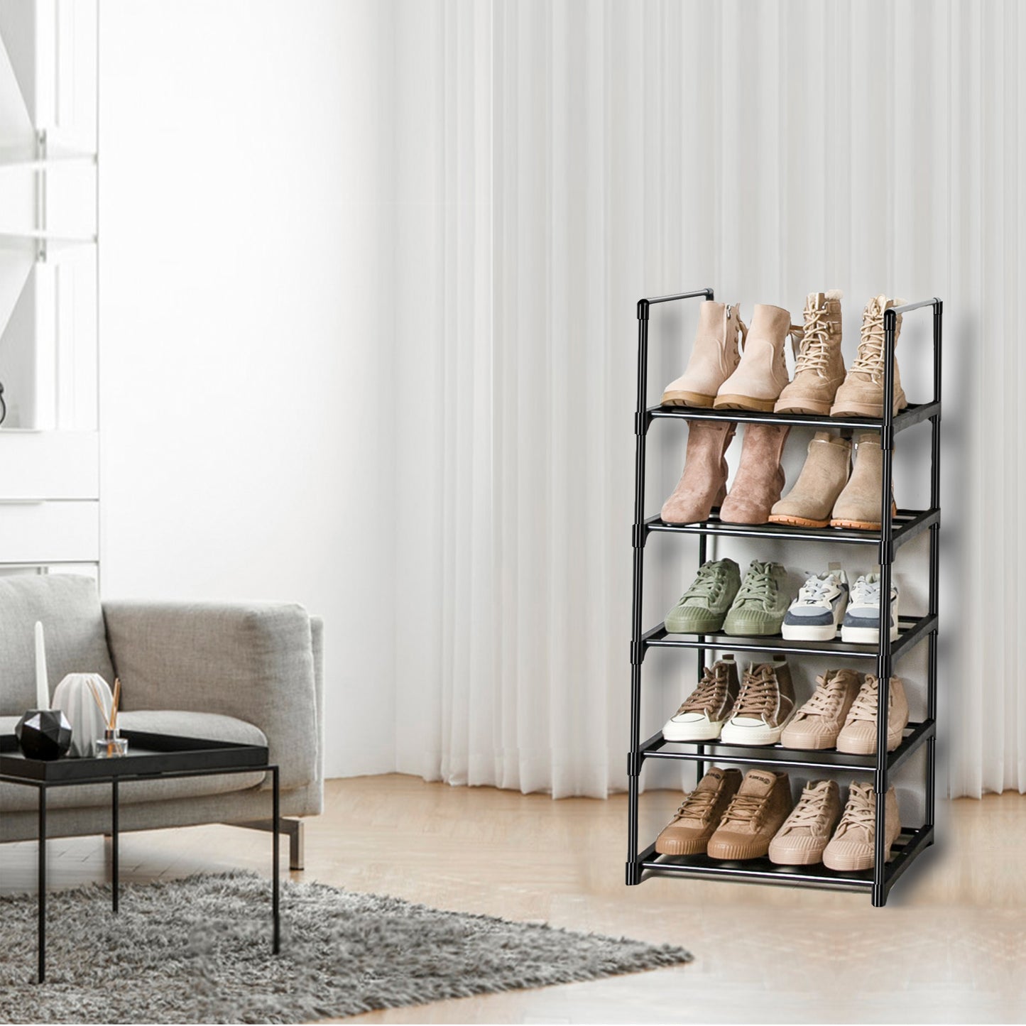 OYREL Sturdy Metal Narrow Shoe Rack Organizer for Closets