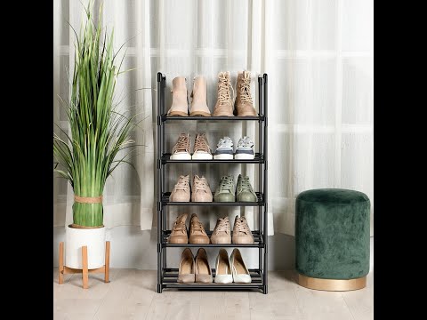 OLYGIFTS-Narrow Shoe Rack-Large Holds Fits Small Space Tall Shoe Rack-Easy  to